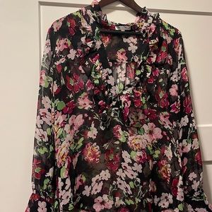 Equipment Silk V-Neck Floral Blouse